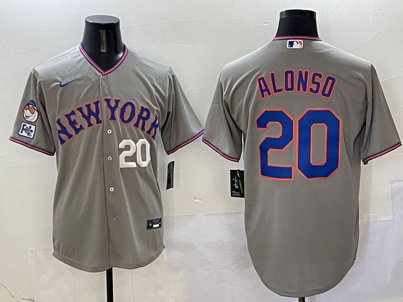 Men New York Mets #20 Alonso Grey Second generation 2025 Nike MLB Jersey style 8->new york mets->MLB Jersey